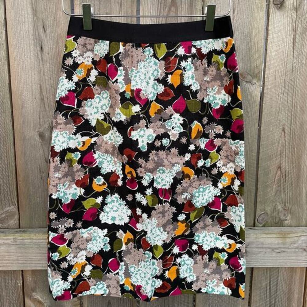 Anthropologie Girls From Savoy Pencil Skirt Linen Eero Floral Print Classic Sz 4